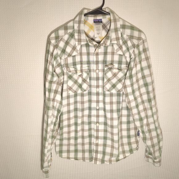 Patagonia Other - Patagonia S Organic Cotton Plaid Long Sleeve Button Up Shirt Green White Outdoor